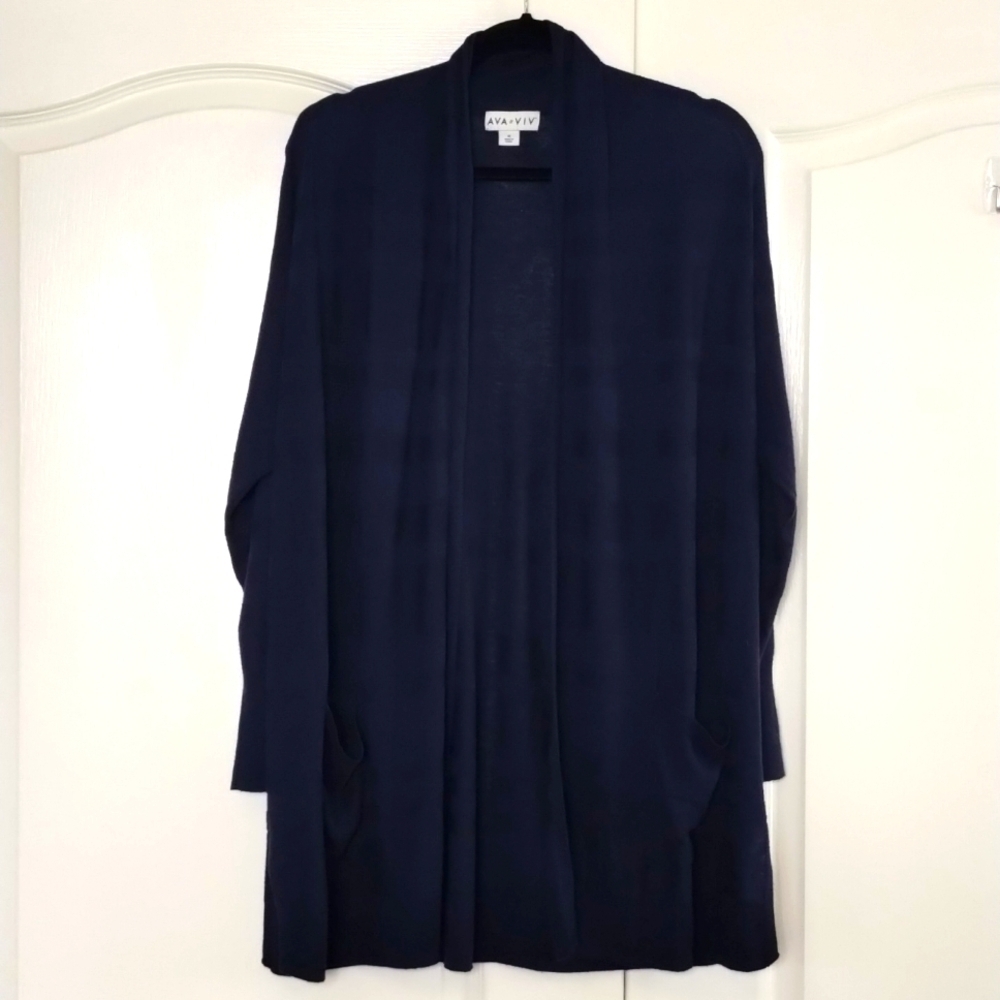 Ava & Viv navy blue lightweight open cardigan size 1X light texture material
